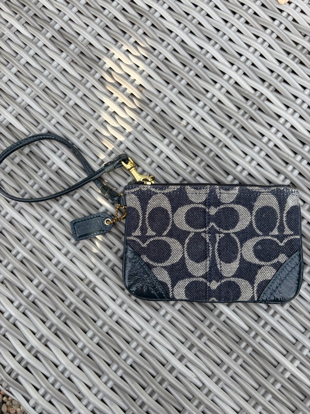 Coach Signature Canvas Wristlet in Denim